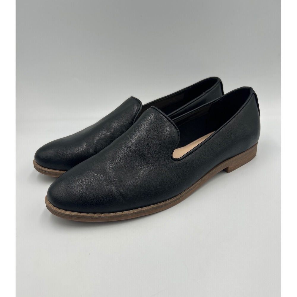 Michael Shannon Womens Black Pebbled Slip On Loafer Flats Shoes Size 7.5 MS-LOLA